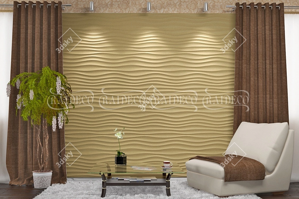 Elegant Gypsum 3D Panels 3D model image 2