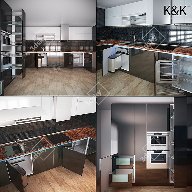 Sleek & Stylish Kitchen Furniture Set 3D model image 1