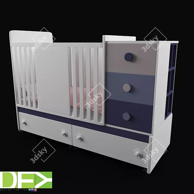 Dreamland Deluxe: Design-made Baby Bed 3D model image 1