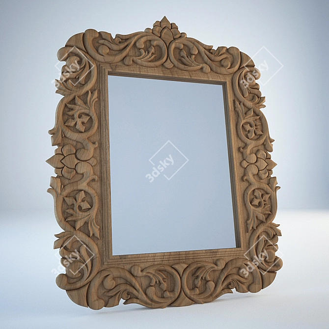 Elegant Carved Mirror 3D model image 1