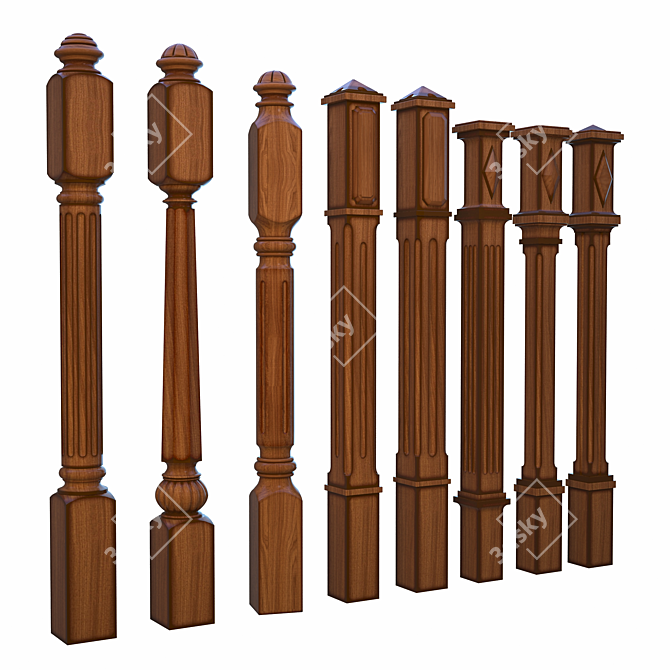 8-Piece Set: Sturdy Posts & Balusters 3D model image 2