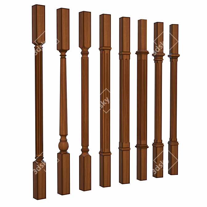 8-Piece Set: Sturdy Posts & Balusters 3D model image 3