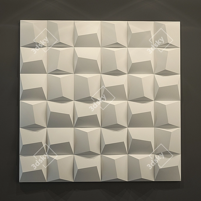 Modern Wave 3D Gypsum Wall Panel 3D model image 2