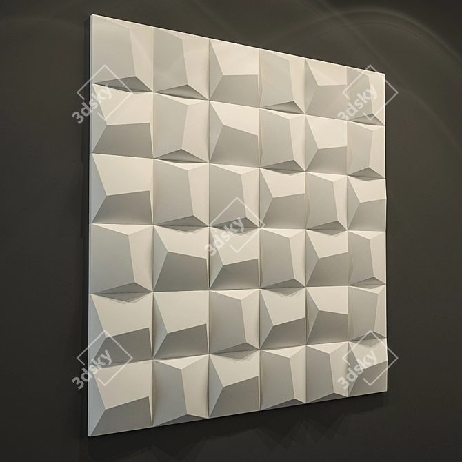 Modern Wave 3D Gypsum Wall Panel 3D model image 3