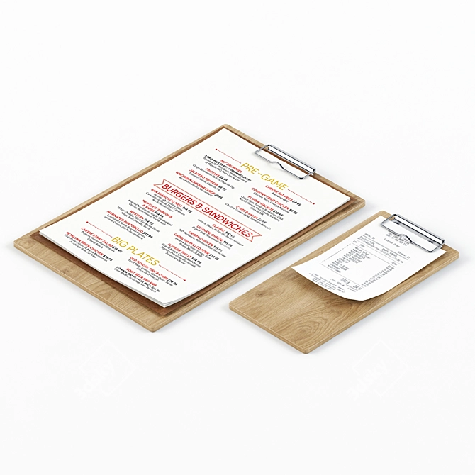 Restaurant Menu & Bill 3D model image 1