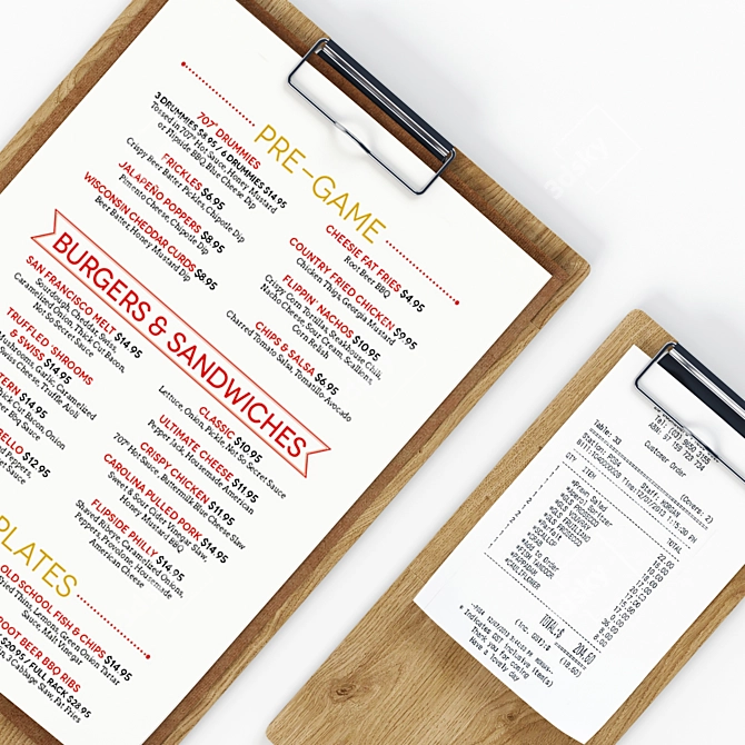 Restaurant Menu & Bill 3D model image 3