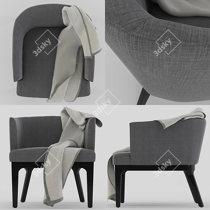 West Elm Oliver Chair: Sleek and Stylish Seating 3D model image 3