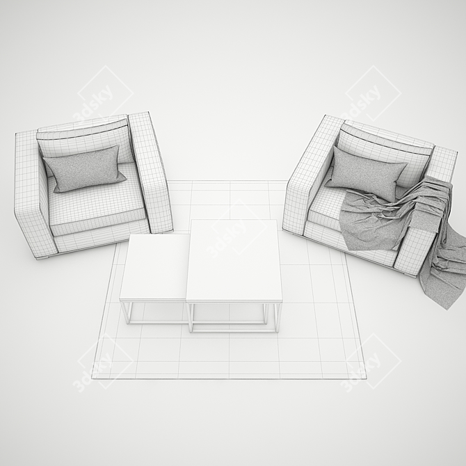 Cozy Home Comfort Bundle: Chairs, Blankets, Cushions, Rugs & Tables 3D model image 3