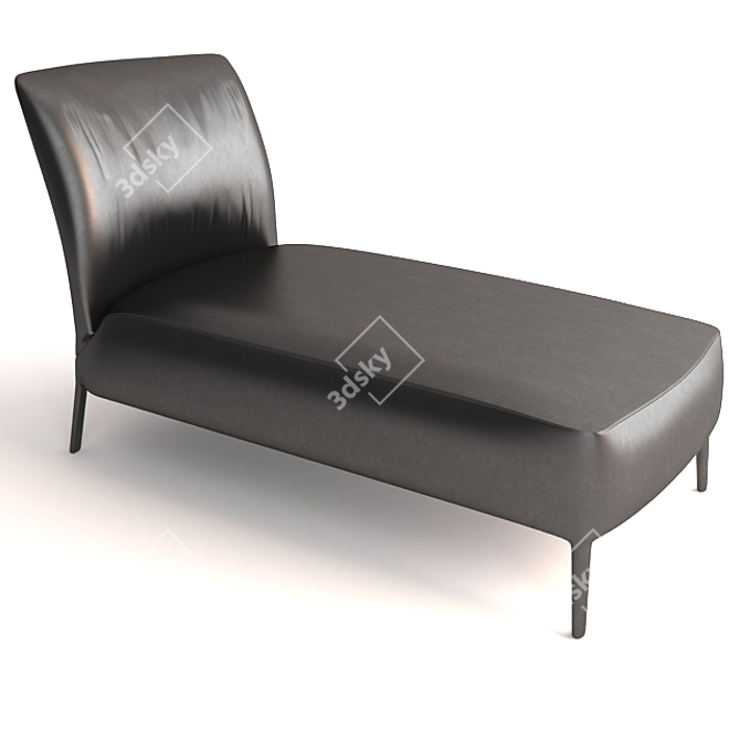 Elegant Leather Chaise Longue 3D model image 2