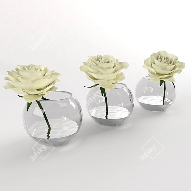 Elegant White Rose Bouquet 3D model image 1