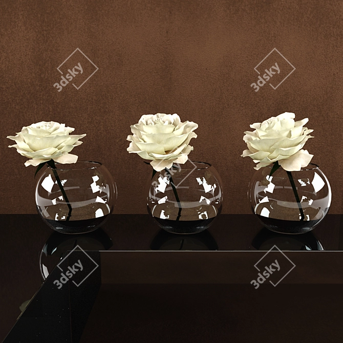 Elegant White Rose Bouquet 3D model image 3