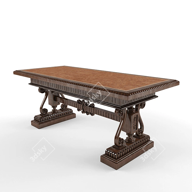 Exquisite Exotic Wood Inlaid Table 3D model image 1