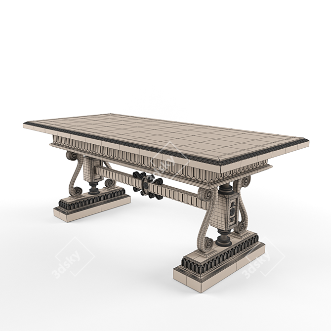 Exquisite Exotic Wood Inlaid Table 3D model image 2