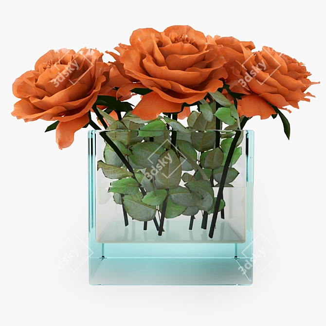  Vibrant Orange Rose Bouquet 3D model image 1