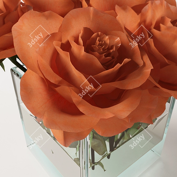  Vibrant Orange Rose Bouquet 3D model image 2