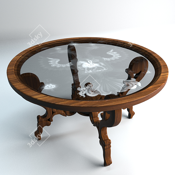 Antique Coffee Table with Coat of Arms 3D model image 1