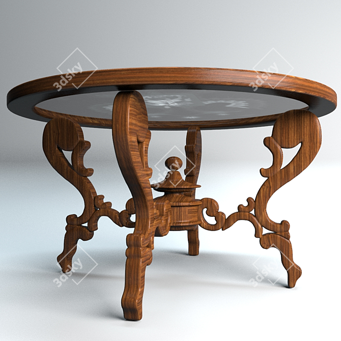 Antique Coffee Table with Coat of Arms 3D model image 3