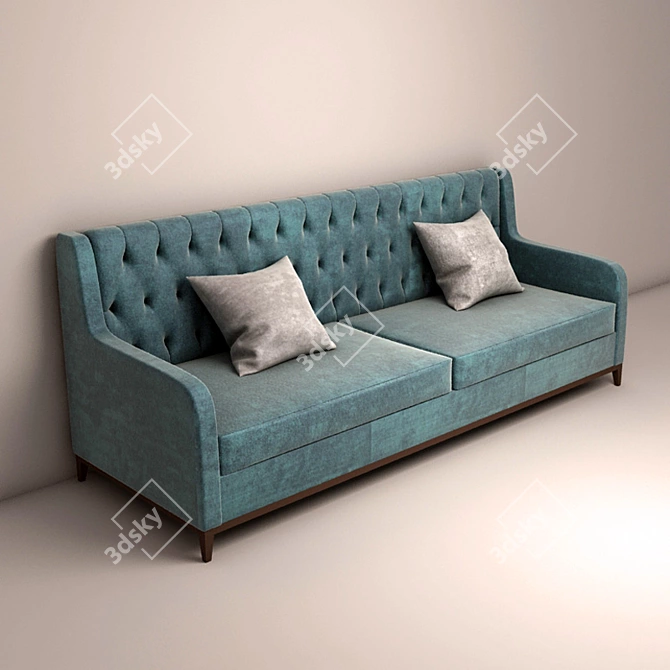 Velvet Capitone Back Sofa 3D model image 2