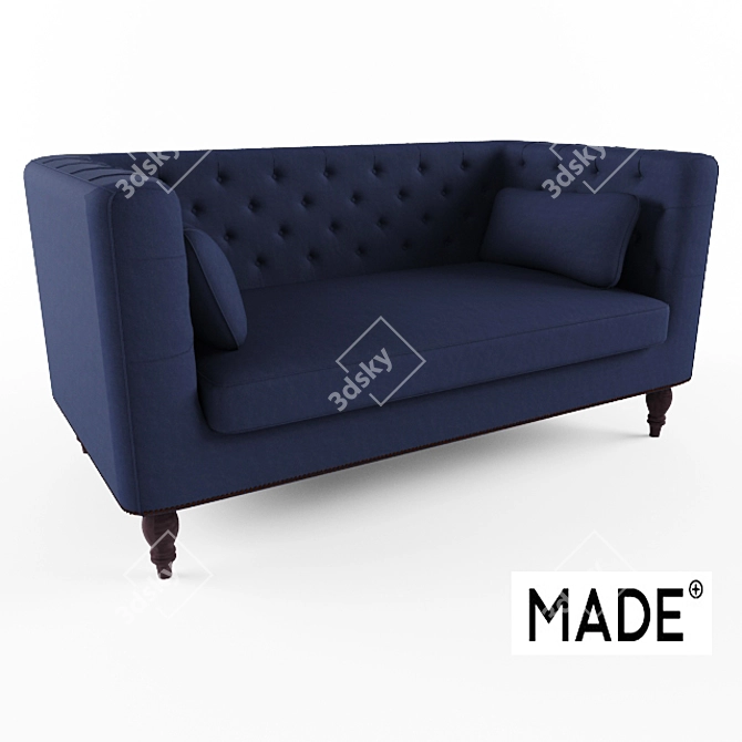 Luxury Navy Flynn Sofa 3D model image 1