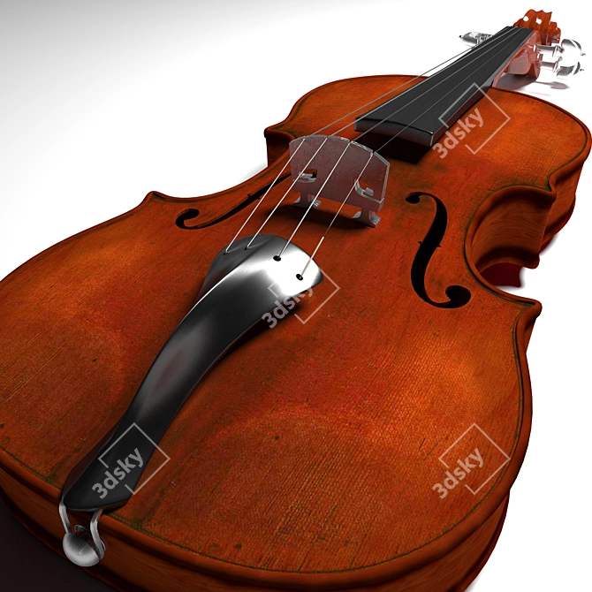 Vintage Decorative Fiddle with Wear 3D model image 2