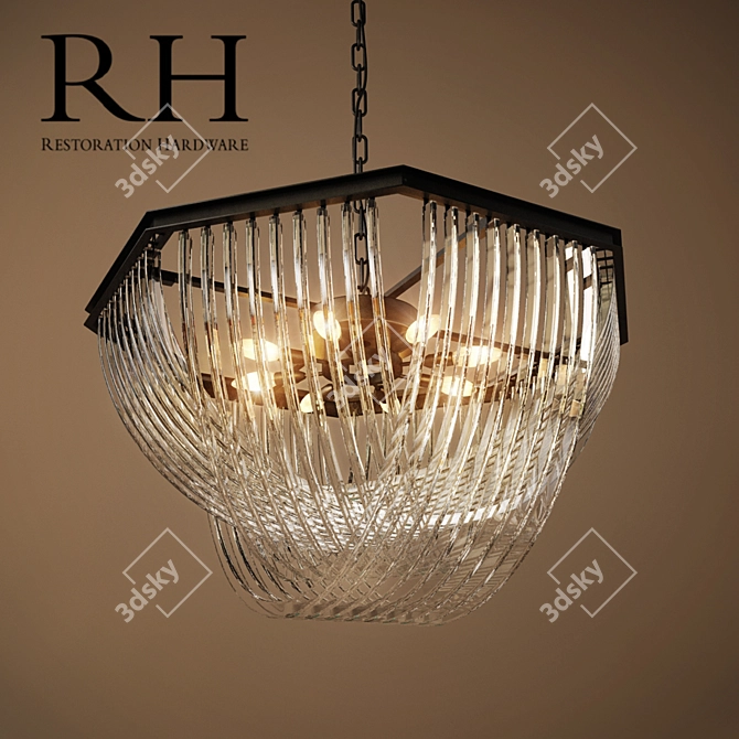 Art Deco Inspired Clear Glass Chandelier 3D model image 1