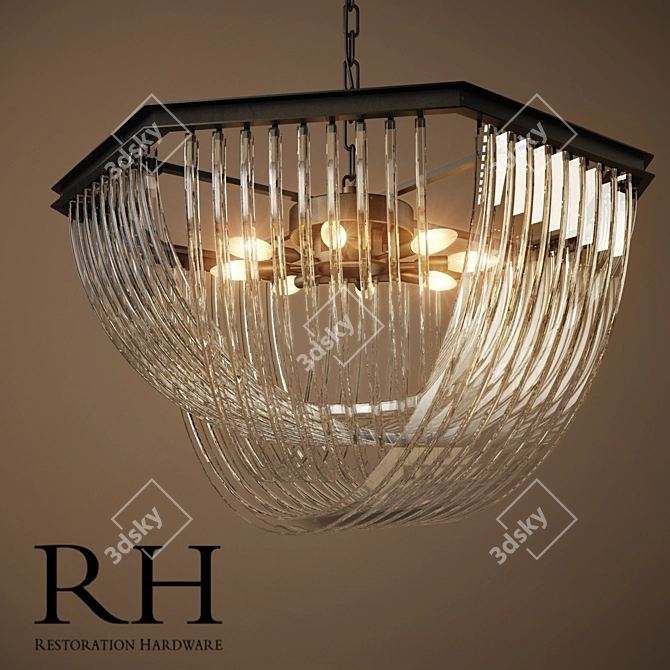 Art Deco Inspired Clear Glass Chandelier 3D model image 2