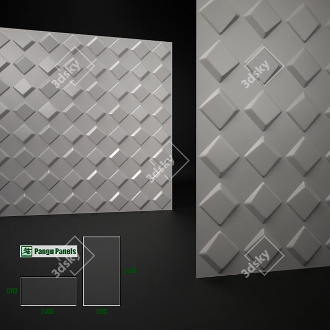 Pangu Textured Wall Panels - Modern Design Solution 3D model image 1