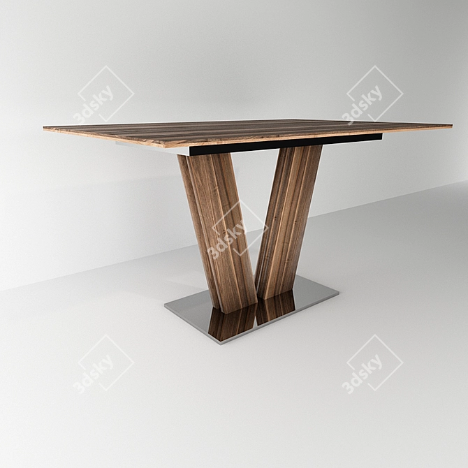 Empire Walnut Metal Dining Table 3D model image 1