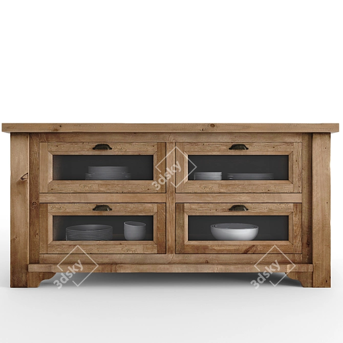  Salvaged Wood Kitchen Island 3D model image 2