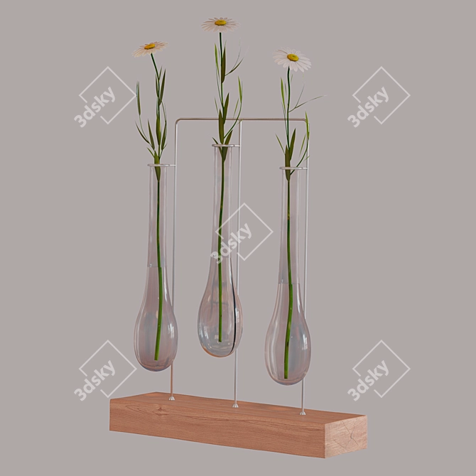 Flasked Daisies: Petite Botanical Delight 3D model image 1