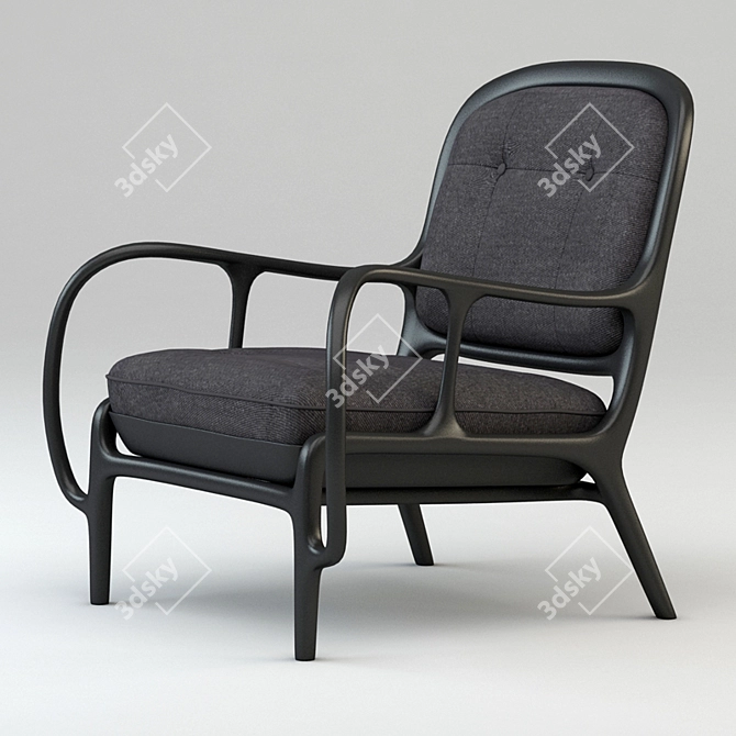 Elegant Maple/Walnut Chair 3D model image 1