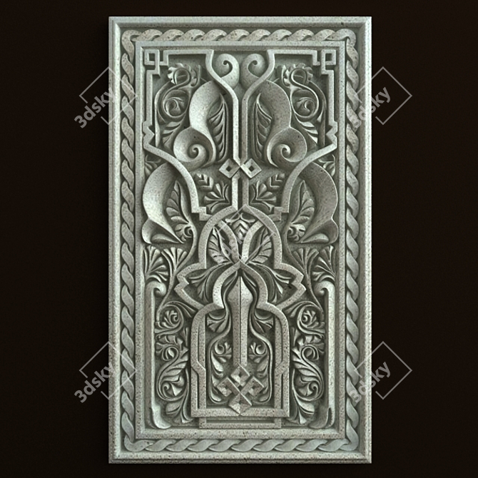 Exquisite Arabic Carving Ornament 3D model image 1