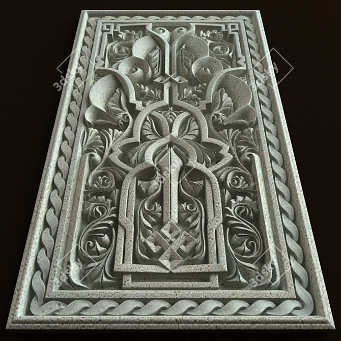 Exquisite Arabic Carving Ornament 3D model image 3