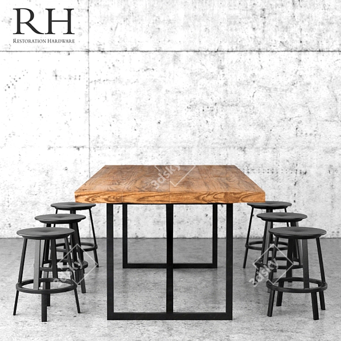 Italian Minimalist Torano Dining Table 3D model image 2