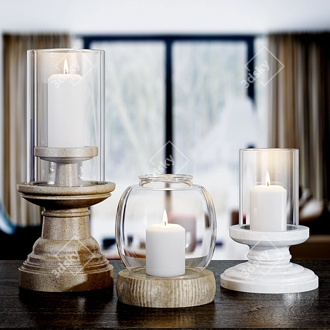 Elegance in Flames: Decorative Candle Set 3D model image 1