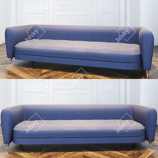 Blue Fabric Sofa: Stylish Comfort 3D model image 1