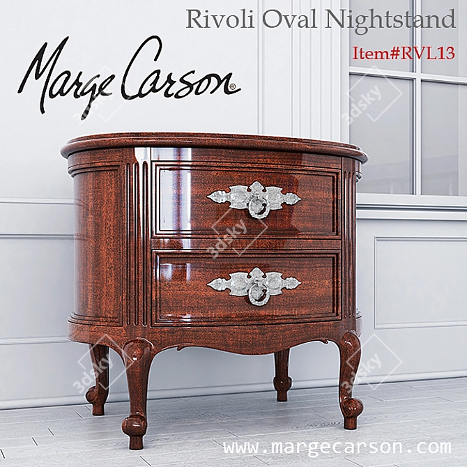 Elegant Rivoli Oval Nightstand 3D model image 1