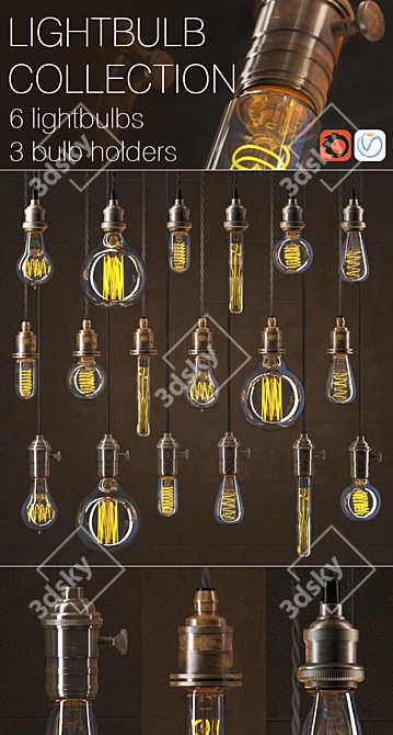 Vintage Edison Lightbulb Set 3D model image 1