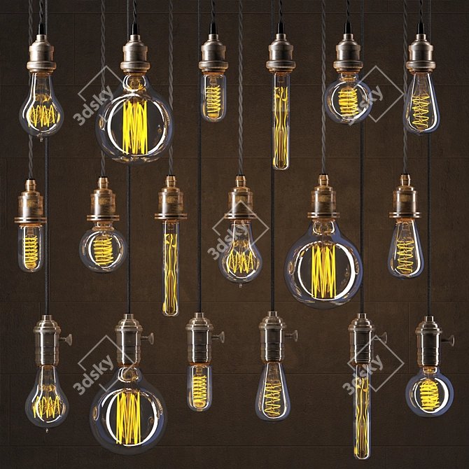 Vintage Edison Lightbulb Set 3D model image 2