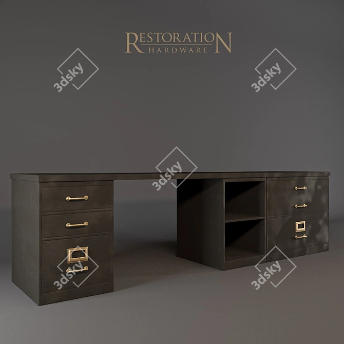 Vintage Modular Office Set 3D model image 1