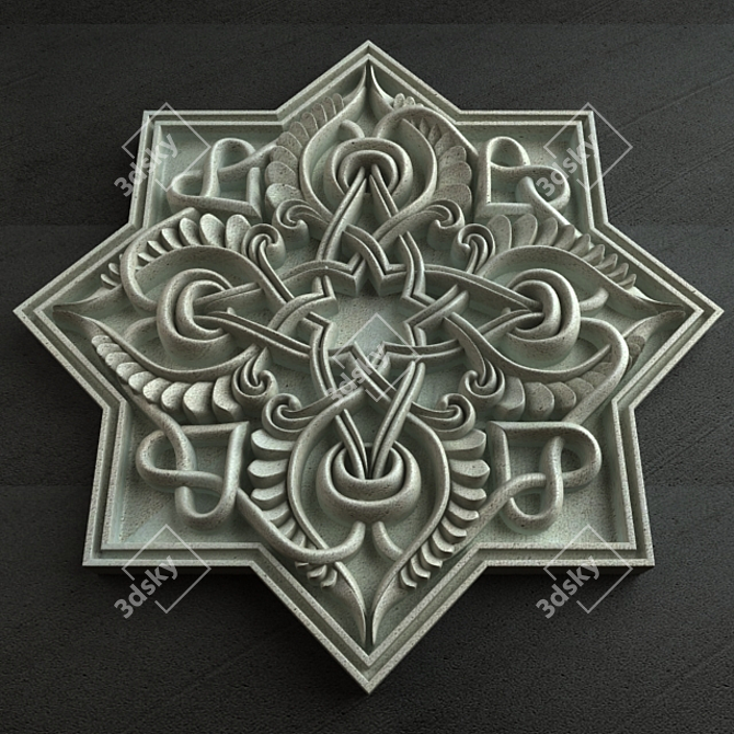 Exquisite Arabic Carving Ornament 3D model image 2