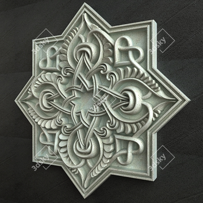 Exquisite Arabic Carving Ornament 3D model image 3