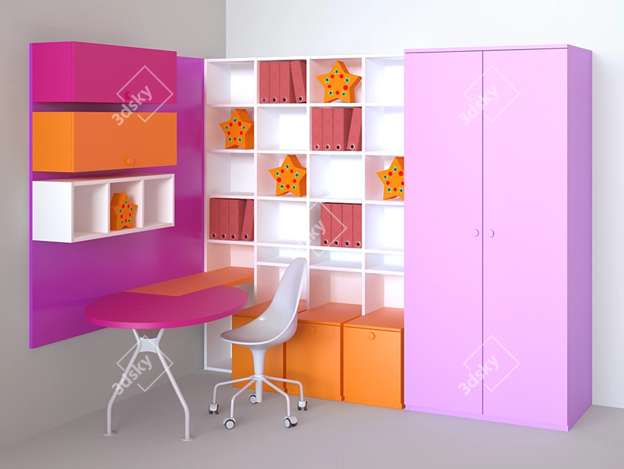 Milan-inspired Kids Furniture Set 3D model image 1