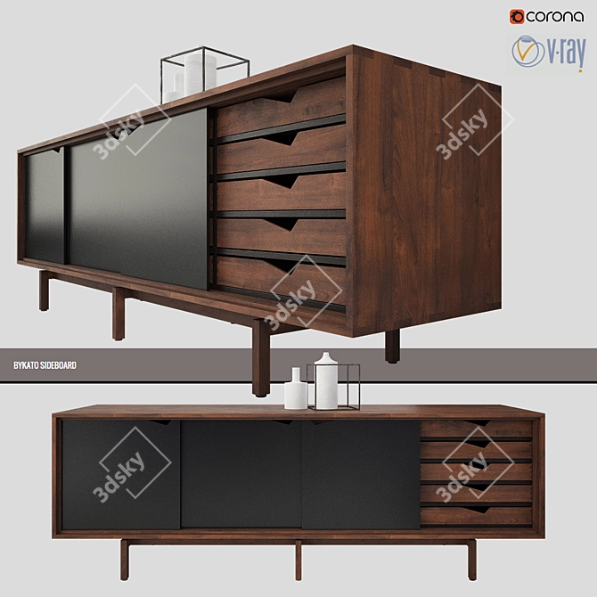 Elegant ByKato Sideboard: High-Poly Model 3D model image 1