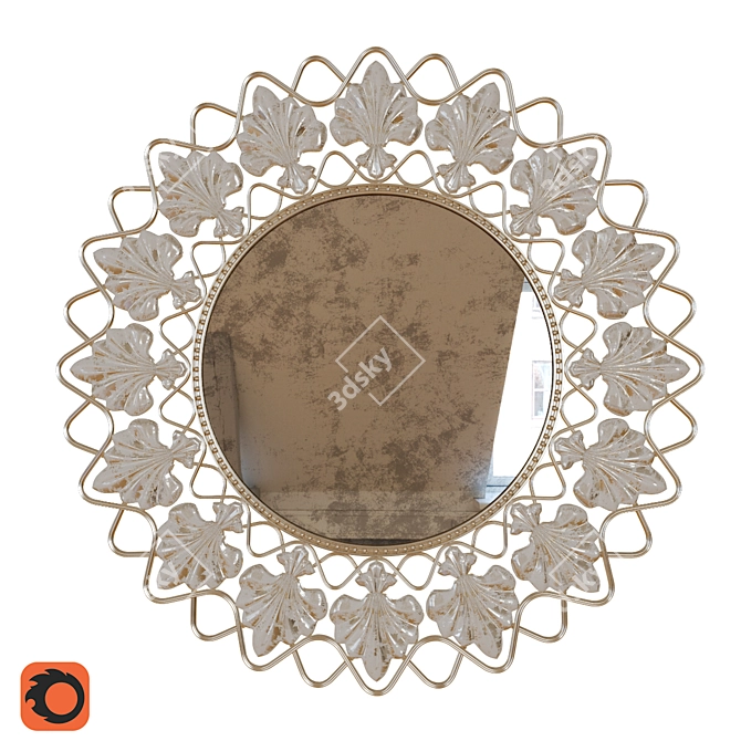 Vintage Gold Patina Mirror 3D model image 1