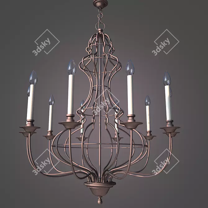 Elegant Wire Chandelier 3D model image 1