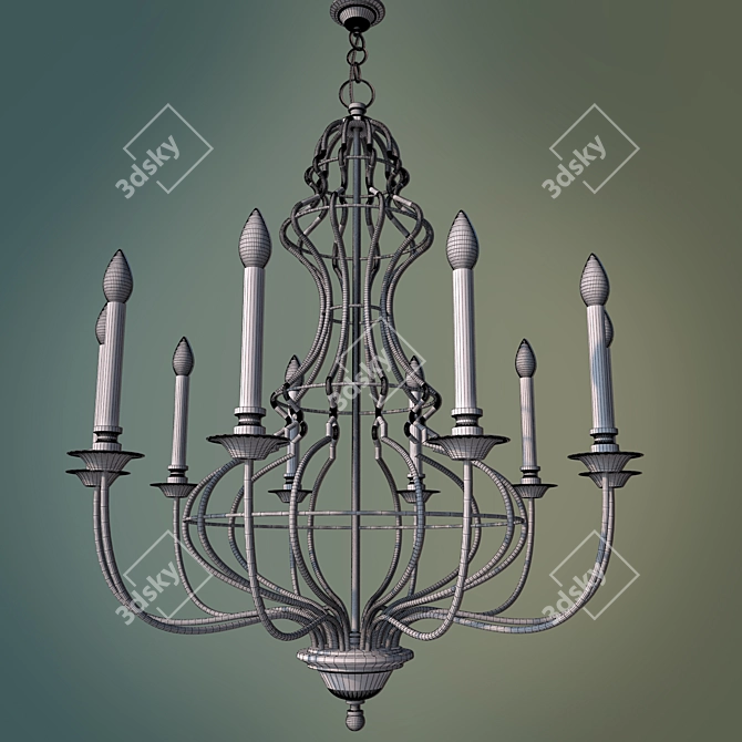 Elegant Wire Chandelier 3D model image 2