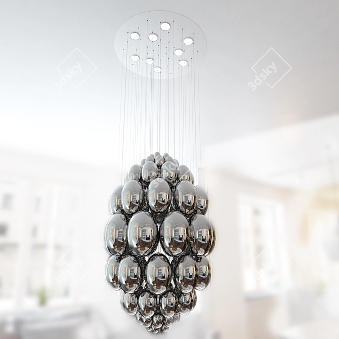 Grandiose Illumination: 80cm Diameter Crystal Chandelier 3D model image 1