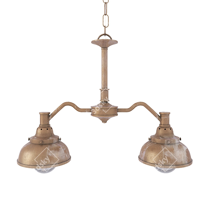 Vintage Copper Bra Chandelier 3D model image 1