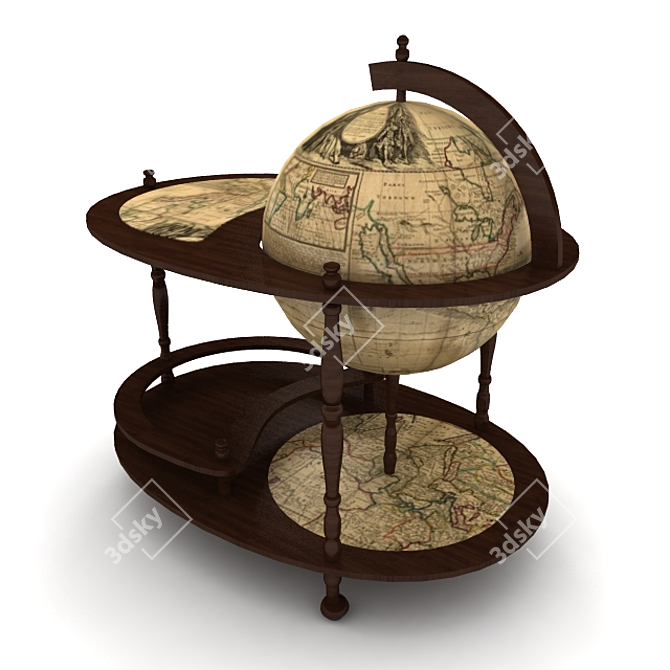 Globe Mini Bar Table 3D model image 2